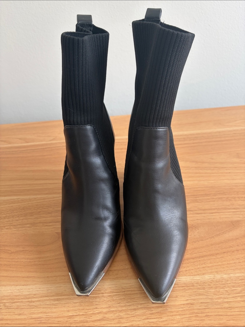 Women’s Black Pointed Toe Sock Ankle Boots